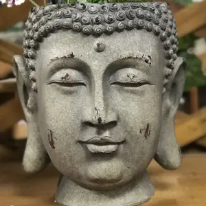 CONSEGNA VELOCE PREZZO BASSO DELLA RESINA RELIGIOSO THAILANDIA BUDDHA TESTA VASO di FIORI GIARDINO di CASA YARD AL di FUORI DELLA PARETE DECORATIVA STATUE