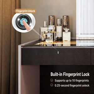 Contemporary Glass Panel <strong>Bedroom</strong> Storage Furniture Dressing Table and Chest of Drawers Combined <strong>Vanity</strong> <strong>Unit</strong> for Home Decoration - Product Image 2