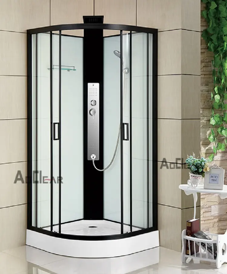 80*120*215 Cheap Black Aluminum Profile Bathroom Shower Cubicle Tempered Glass Bath Cabin Shower Enclosure Door