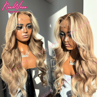 Peluca de Cabello Virgen Indio con Frente de Encaje Transparente HD 13X4 sin Pegamento, Ondulado, Rojizo, para Mujeres Negras