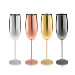 Cobre Champagne Flautas Aço Inoxidável Stemless Shatterproof Wine Glasses Cálice Vidro De Vinho