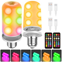Ampoule LED à piles 5000mAh Dimmable RGB Couleurs E26/E27 Télécommande Rechargeable Lumière avec Base E14 Alimentation CC