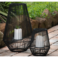 Lanterne solaire décorative portable et étanche pour jardin, en fer forgé, pour l'extérieur, avec bougie solaire, pour allées de jardin