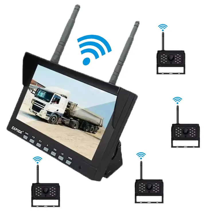 Carro que inverte AHD caminhão sem fio monitor DVR visão noturna gravador de backup reverso câmera Wi-Fi para ônibus empilhadeira