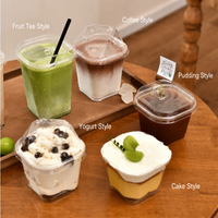 Gobelets carrés jetables en PET transparent de 93 mm, 12/14/16/20/24 oz, personnalisables en gros, avec couvercles, pour bubble tea à emporter