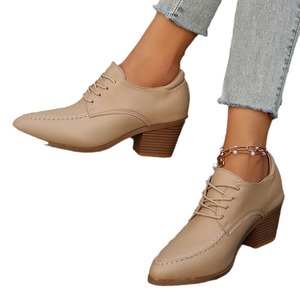 Mocassini 2025 autunno <span class=keywords><strong>tacco</strong></span> alto britannico <span class=keywords><strong>tacco</strong></span> <span class=keywords><strong>medio</strong></span> bassi <span class=keywords><strong>scarpe</strong></span> da <span class=keywords><strong>donna</strong></span> eleganti plus Size a punta a punta bassa alla caviglia piccole in pelle - Product Image 5