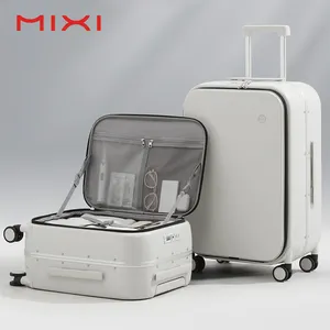 MIXI साइड खुलने विंटेज एल्यूमिनियम फ्रेम पीसी सामान लक्जरी Hardside सामान सूटकेस पर ले जाने के लिए