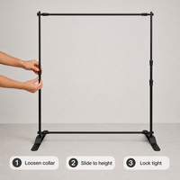 Support de toile de fond photo/vidéo télescopique en alliage d'aluminium, portable, réglable en hauteur, facile à assembler et à installer rapidement, pour salons professionnels et événements