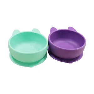 BPA-Free Plastic Spill Proof Stay Put Suction Feeding Bowl with Lid for Baby Toddler Kids