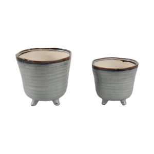 Vasi in ceramica smaltata con piedini per uso interno ed esterno, vasi rialzati per decorazioni domestiche - Product Image 2