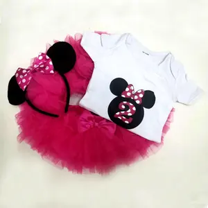 1-3 Year Toddler Clothing Tutu Skirts Set 1st Happy Minnie Outfit 1 Year Birthday Dress First Baby Party Dress Baby Girl Clothes