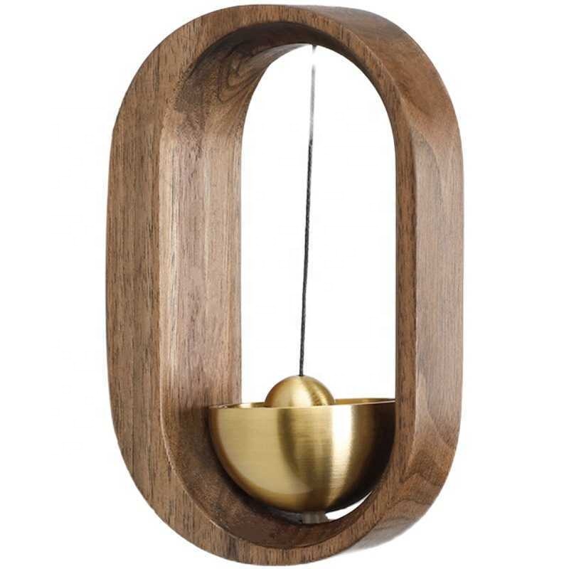 Магнитный дверной звонок из твердой древесины и латуни, дверной звонок для домашнего декора, ветряная колонка, элегантный дверной звонок в ретро-стиле для ресторана, подарок