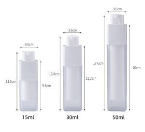 Flacon pulvérisateur rotatif carré blanc à double paroi dépoli transparent, pompe sans air à torsion, vide, 15ml 30ml 50ml pour crème et lotion - Product Image 3