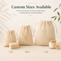 Sacs en coton à cordon de serrage, écologiques, réutilisables, pochette cadeau, sac en toile de jute naturelle avec logo personnalisé pour l'emballage de savon et de bijoux