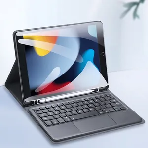 Funda de cuero liso para teclado al por mayor para iPad 10,2 Tablet teclado Touchpad soporte ultrafino para iPad 10,2 2021 / 2020 / 2019