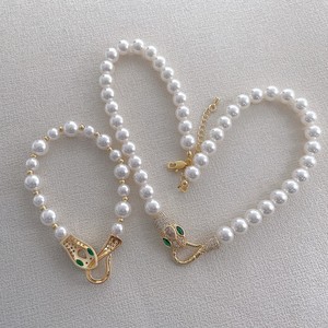Elegante Collar de Cobre con Diseño de Serpiente, Incrustaciones de Circonio, Estilo Lujoso y Moderno, <span class=keywords><strong>Pulsera</strong></span> de Perlas para Mujer - Product Image 6