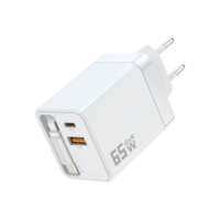 65W GaN Multi Port Rétractable USB-C Téléphone Chargeur Smart Pliable Prise Murale Câble Compatible UE/US Prise OTP Ordinateur Portable