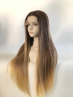 Peluca Judía Kosher SDD Super Double Drawn con Puntas Gruesas, Sin Cabello Corto, Ombre Marrón Rubio, Sin Enredos