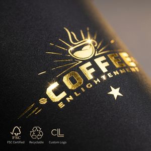 Vasos de Papel Desechables de Lujo Personalizados para Café Especial, Tamaños de 4oz a 20oz, con Impresión en Dorado, Doble Pared, Papel Kraft, Incluye Tapa - Product Image 2