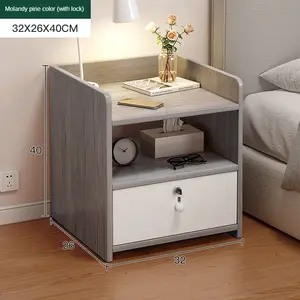Meja samping tempat tidur gaya Modern bahan Mdf, gaya kecil meja sederhana mewah abu-abu dan coklat untuk kamar tidur
