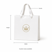 Sacs cadeaux pour petites entreprises, carton blanc personnalisé, logo en feuille d'or, poignées en ruban satiné, sacs de shopping de luxe avec logos