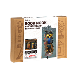 <span class=keywords><strong>Robotime</strong></span> US Warehouse DIY casa en miniatura artesanía de madera TGB03 casa mágica sujetalibros 3D rompecabezas de madera - Product Image 4