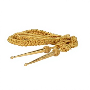 Aiguillette de cérémonie uniforme en or personnalisé avec deux embouts en métal doré et vente au prix le plus bas au Pakistan - Product Image 1