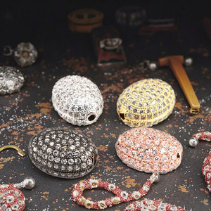 CZ7357 도매 큐빅 지르코니아 타원형 모양 스페이서 비즈, CZ 크리스탈 매력 비즈. - Product Image 4