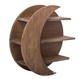 Özel rustik kahverengi asılı ahşap göksel ay fazı raf - Product Image 2