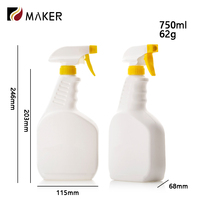 750ml 1000ml HDPE PE blanc plastique vide détergent alcool nettoyage pulvérisateur nettoyant chimique eau Mini déclencheur vaporisateur