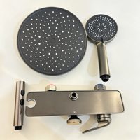 Système de douche haute pression en laiton massif gris anthracite durable, ensemble de douche multi-modes pour villa et projets de salle de bain commerciaux