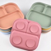 Assiette bébé en silicone personnalisée avec logo, de qualité alimentaire, avec compartiments et ventouse, pour enfants