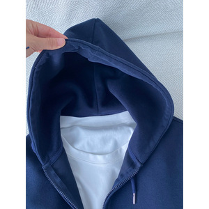 <span class=keywords><strong>Pull</strong></span> à capuche zippé <span class=keywords><strong>bleu</strong></span> <span class=keywords><strong>marine</strong></span> pour homme, cardigan épais à capuche <span class=keywords><strong>oversize</strong></span> pour couple américain, collection printemps - Product Image 4