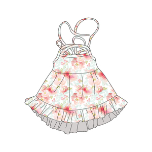 Neuankömmling Blumen druck Neuankömmling Kinder Mädchen Boutique Krawatte Halfter Blumen kleid <span class=keywords><strong>2</strong></span>-8 Jahre alt Anpassbar - Product Image 5