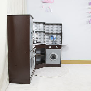 Juego de Cocina de Madera para Niños con Refrigerador, Horno, Microondas, Fregadero y Lavadora, Juguete de Simulación - Product Image 3
