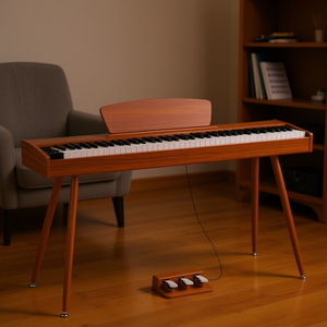 Piano numérique 88 touches lestées couleur bois pour débutants avec triple pédale et adaptateur secteur - Product Image 2