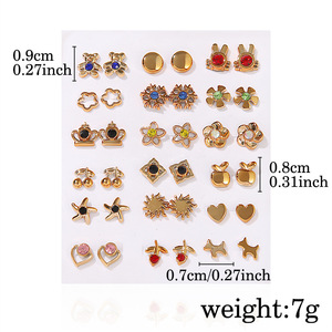 Juego de 18 Pares de Aretes de Moda, Aleación de Zinc, Geométricos, Mini Diamantes, Joyería para Mujer, Venta al Por Mayor - Product Image 4
