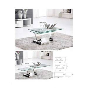 Foshan supplier rectangular swivel glass stainless steel base coffee table with open and close function - Product Image 5