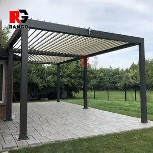 12X16 baja galvanis desain Modern bioclisatic Louvered atap Pergola dengan lampu Led