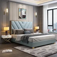 Новейший дизайн, кожаная мебель для спальни, для продажи, свадебная мебель для спальни, дизайн с прикроватным столиком и хранением