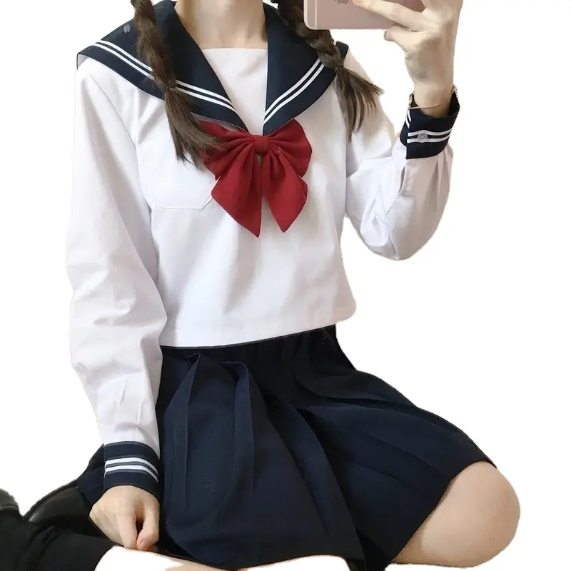 White Adult School girl Uniform Japanische Klasse Navy Sailor Schuluniformen Studenten Kleidung für Mädchen Anime COS Sailor Navy Anzug