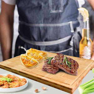 Juego de tres tablas de cortar de bambú natural orgánico duradero Youlike con soporte, juego de tablas de cortar con ranura para jugo - Product Image 4