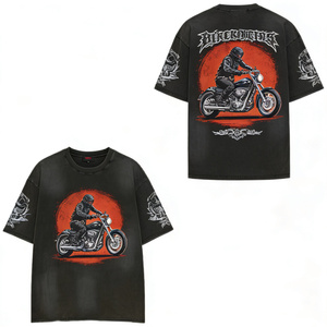<span class=keywords><strong>T</strong></span>-<span class=keywords><strong>Shirt</strong></span> da <span class=keywords><strong>Motociclista</strong></span> per Uomo e Donna, Oversize in Cotone Nero, Moda Urbana Trendy con Maniche Corte - Product Image 3