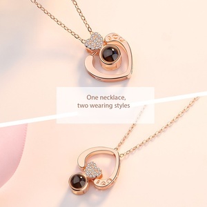 Collar con Colgante de Corazón Chapado <span class=keywords><strong>en</strong></span> Oro Rosa, Proyección de 100 <span class=keywords><strong>Idiomas</strong></span> <span class=keywords><strong>Te</strong></span> Amo, Medallón con Foto Personalizada, Regalo para Ella - Product Image 3