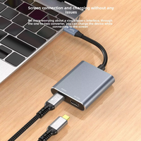 Adaptateur Type-C vers double Type-C, répartiteur Type-C 2-en-1, station d'accueil de charge PD 100W avec vidéo HD 8K 60Hz pour ordinateur portable et lunettes intelligentes AR