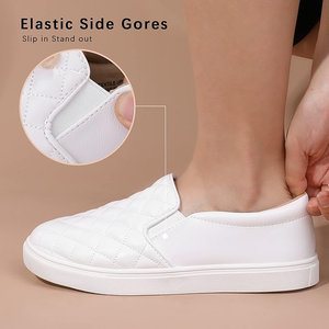 รองเท้าผ้าใบสีขาวแบบสวมสำหรับผู้หญิงดีไซน์หนังเทียมพร้อมสไตล์คลาสสิกสำหรับการพักผ่อนในฤดูใบไม้ผลิ/ฤดูร้อนและแฟชั่นทุกวัน - Product Image 2