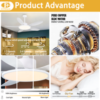Ventilateur de plafond intelligent à livraison rapide, 52 pouces, en bois, 3 pales, télécommande LED, pour salle à manger, ventilateur de plafond clignotant avec lumière LED