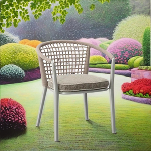 Chaise de patio élégante en rotin tressé avec accoudoirs, résistante aux intempéries, pour l'extérieur, avec coussin, idéale pour café et <span class=keywords><strong>bistrot</strong></span> - Product Image 4