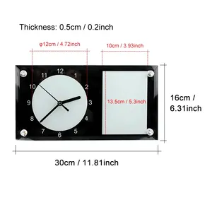 <span class=keywords><strong>Cadre</strong></span> <span class=keywords><strong>Photo</strong></span> Moderne Rectangle Montre Murale Fastsub Personnalisé Sublimation <span class=keywords><strong>Verre</strong></span> Vierge avec Horloge Cristal Personnalisé 0.5cm 6 Couleurs - Product Image 5