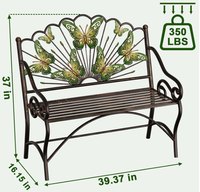 Banc de jardin solaire extérieur en fer vert papillon Zhongpin de haute qualité 2027, choix moderne, écologique et durable